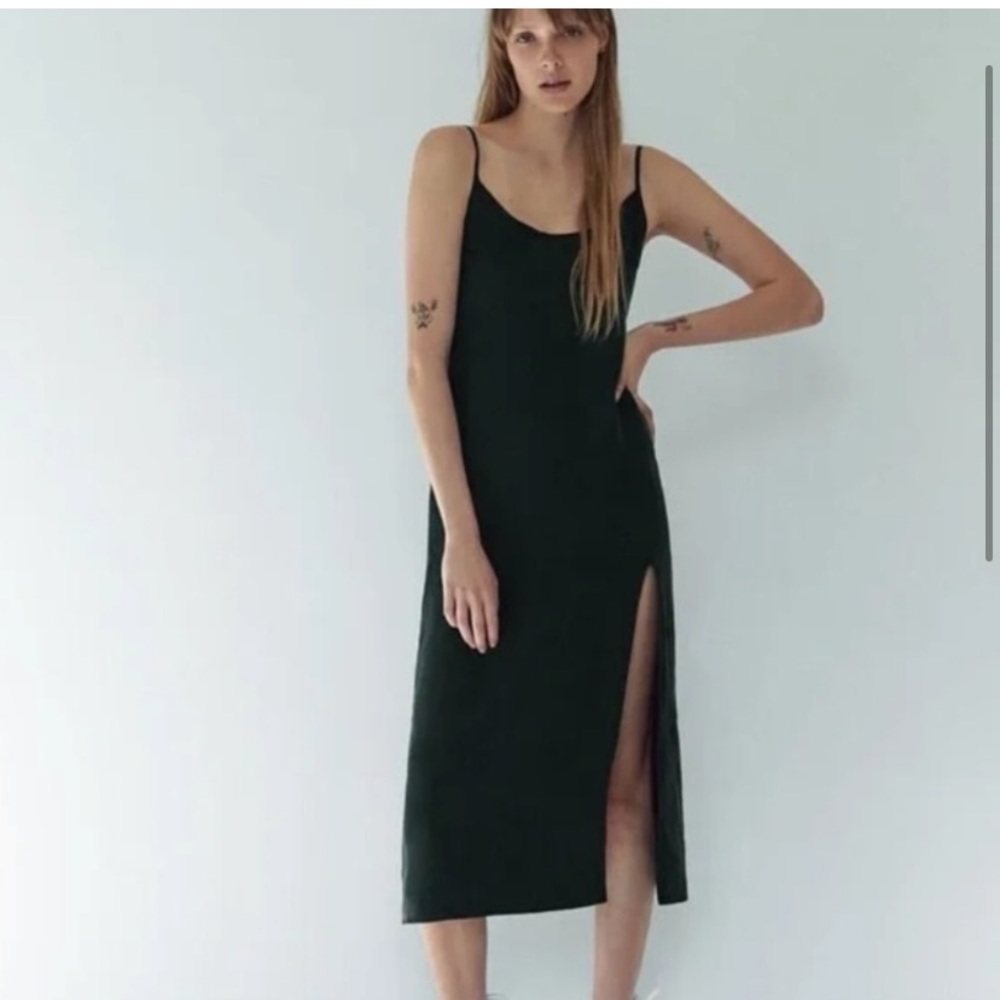 Zara Fillsens Black Lyocell Midi Slip Dress